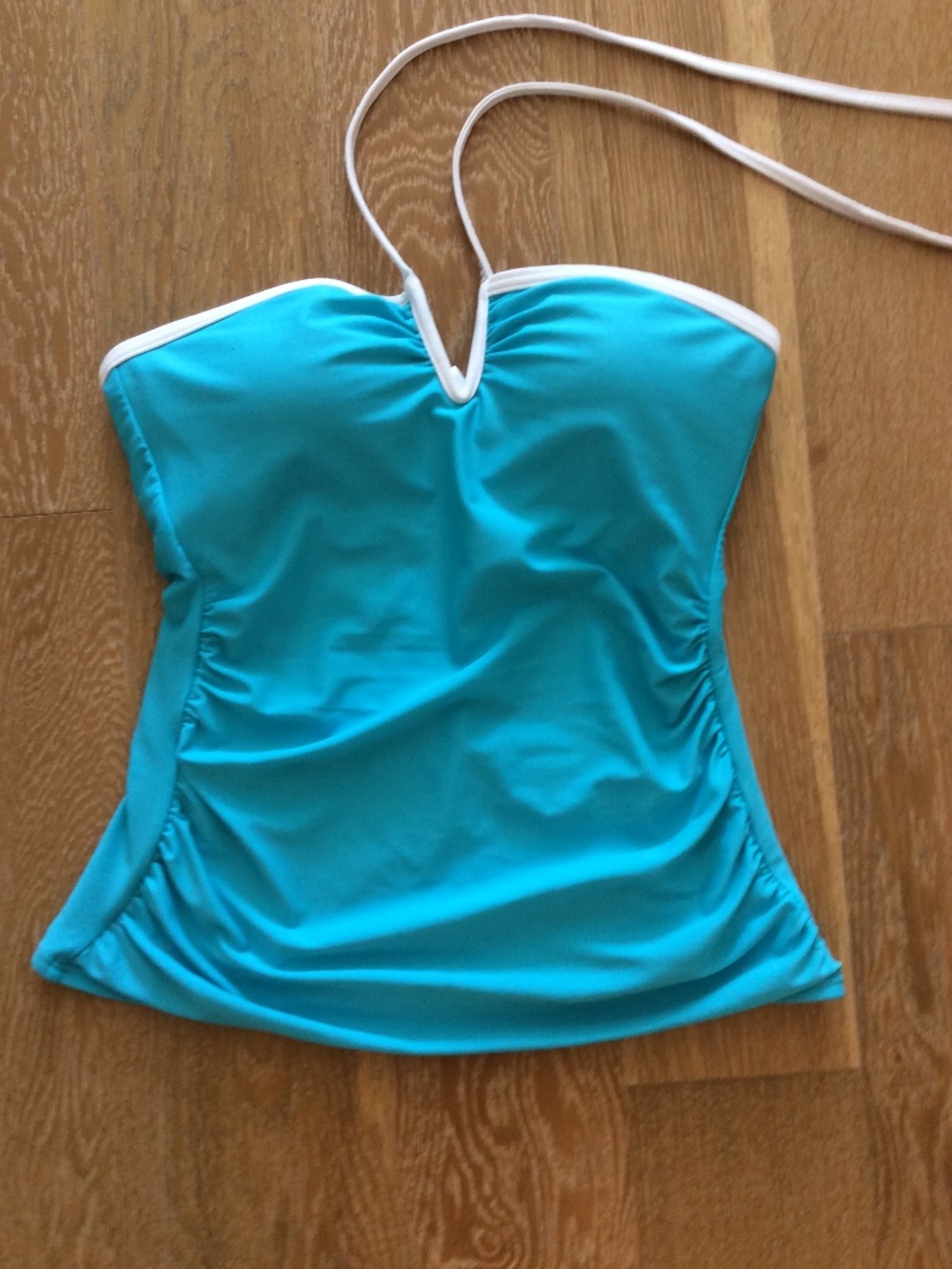 Swim top Calvin Klein Teal blue with white trim gently worn